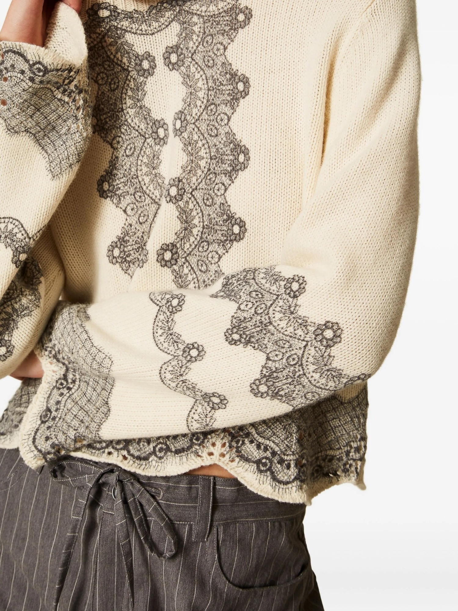 Twinset Patterned Knitted Top In Gold