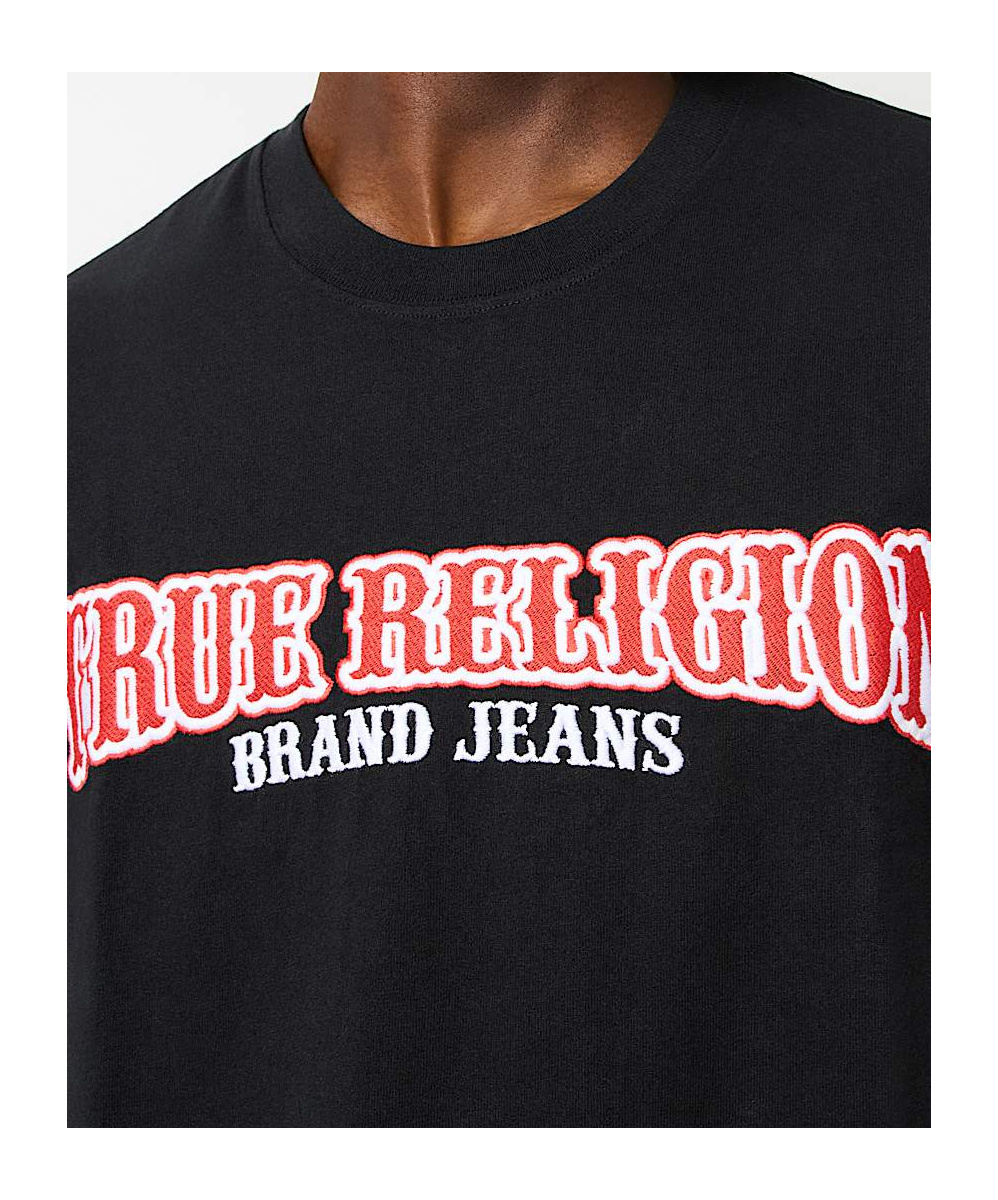 True Religion Railroad Embroidered Cotton T-shirt In Black