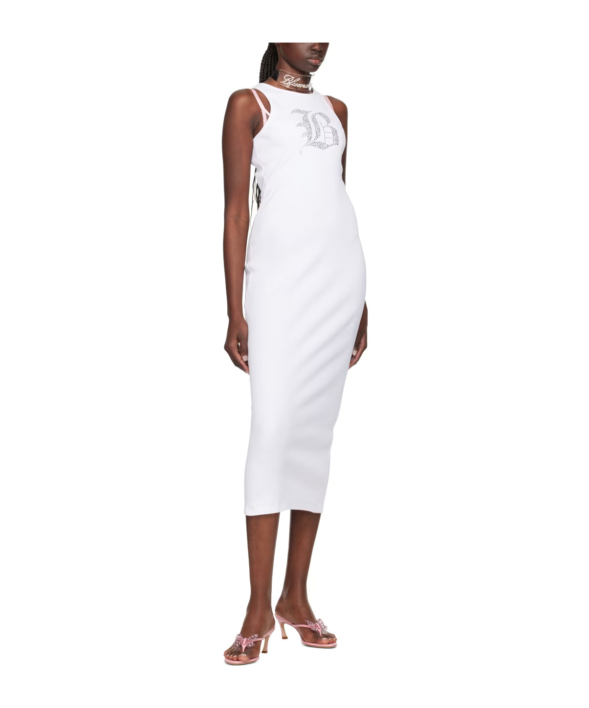Blumarine Medium-length Dress In Pattern In White