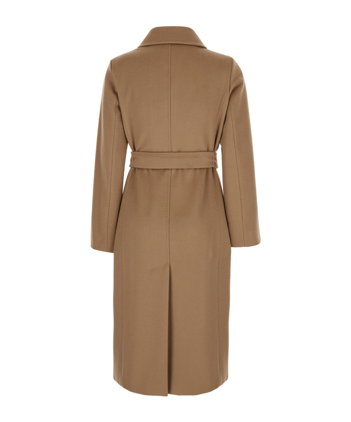 Max Mara Studio Belted Long-sleeved Coat In Brown