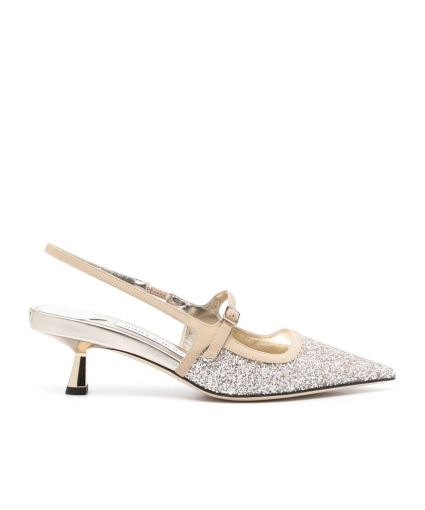Jimmy Choo Didi 45 Glitter Slingback Pumps In White