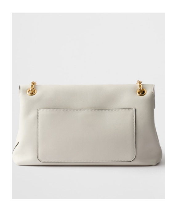Prada Medium Leather Shoulder Bag In White