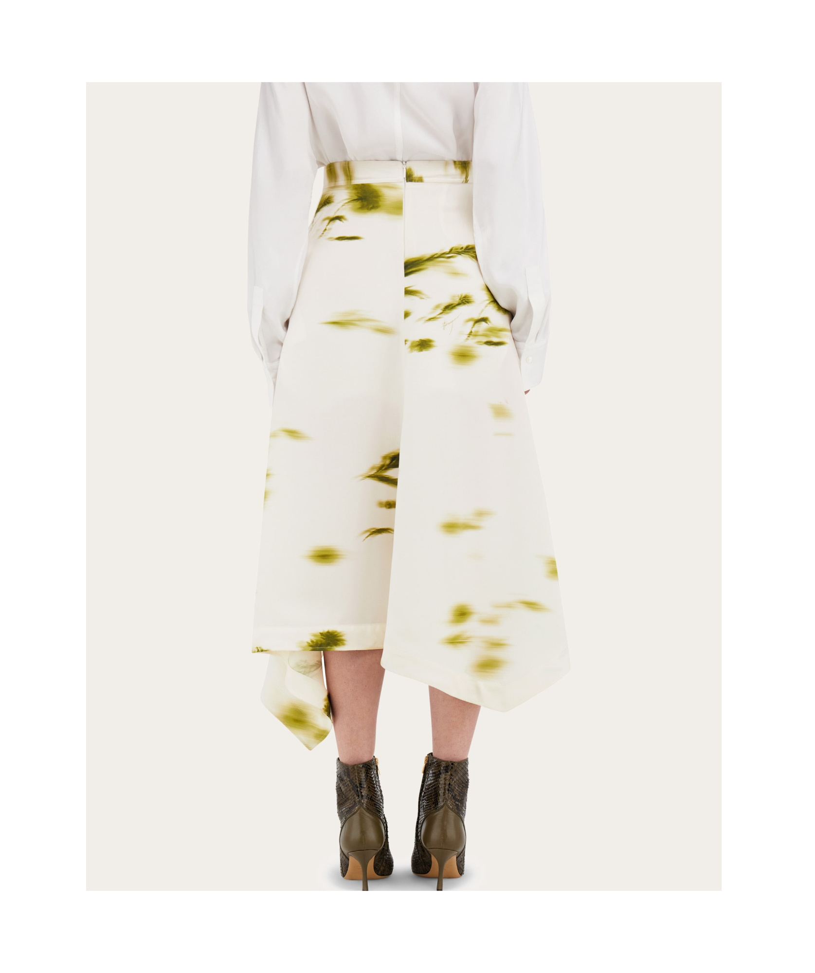 Ferragamo Printed Handkerchief Skirt In White