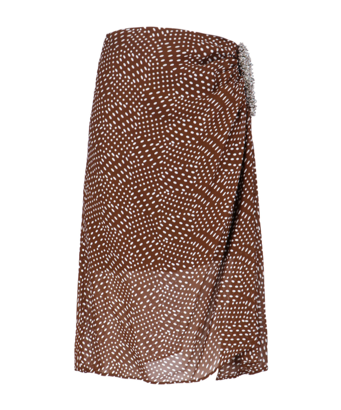 Dries Van Noten Midi Skirt With Irregular Polka Dot Print In Brown