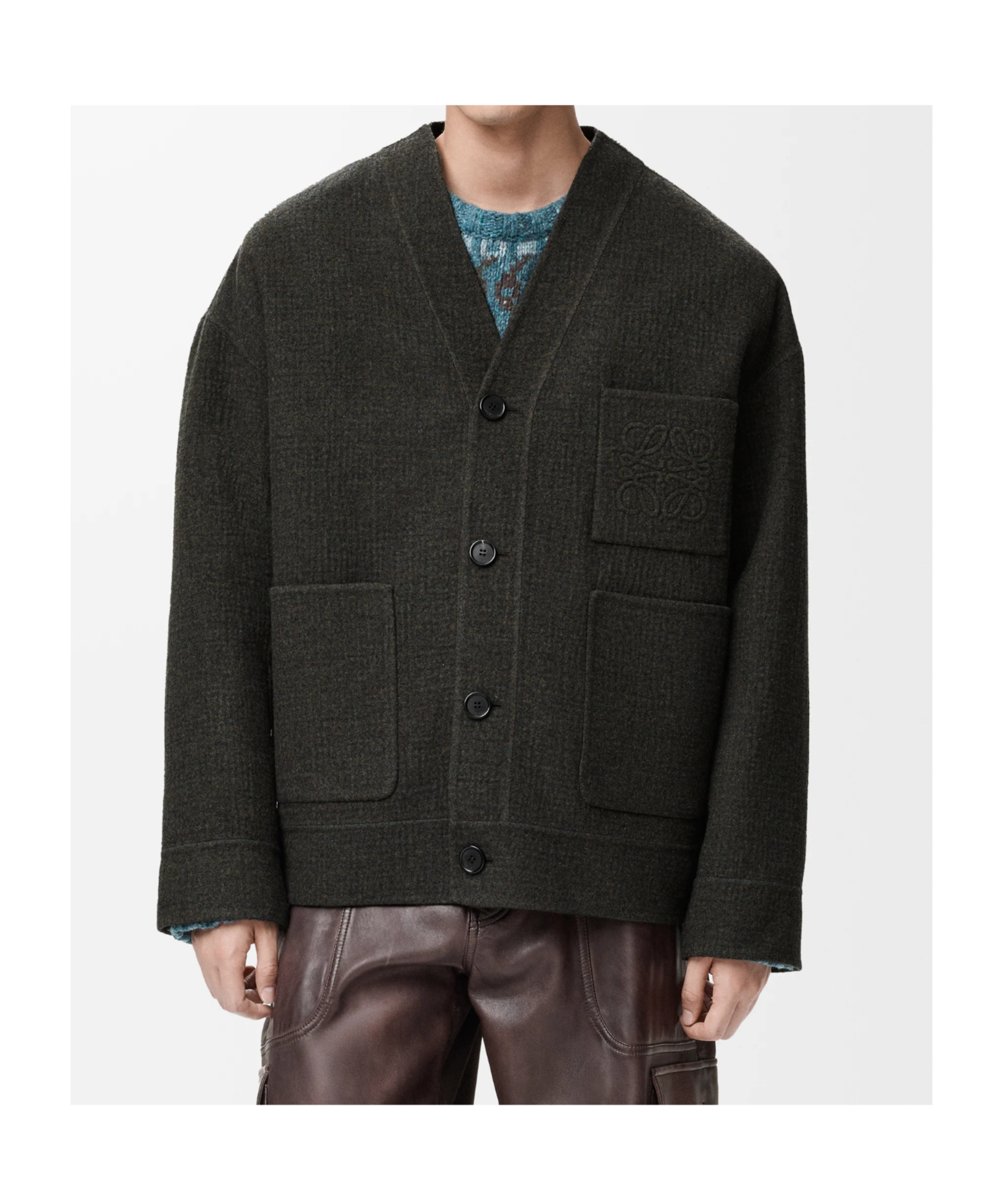 Loewe Long-sleeved Cardigan In Black