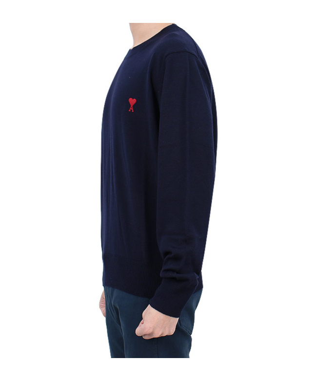 Ami Alexandre Mattiussi Small Adc Organic Cotton Logo Embroidered Crewneck Sweatshirt In Black