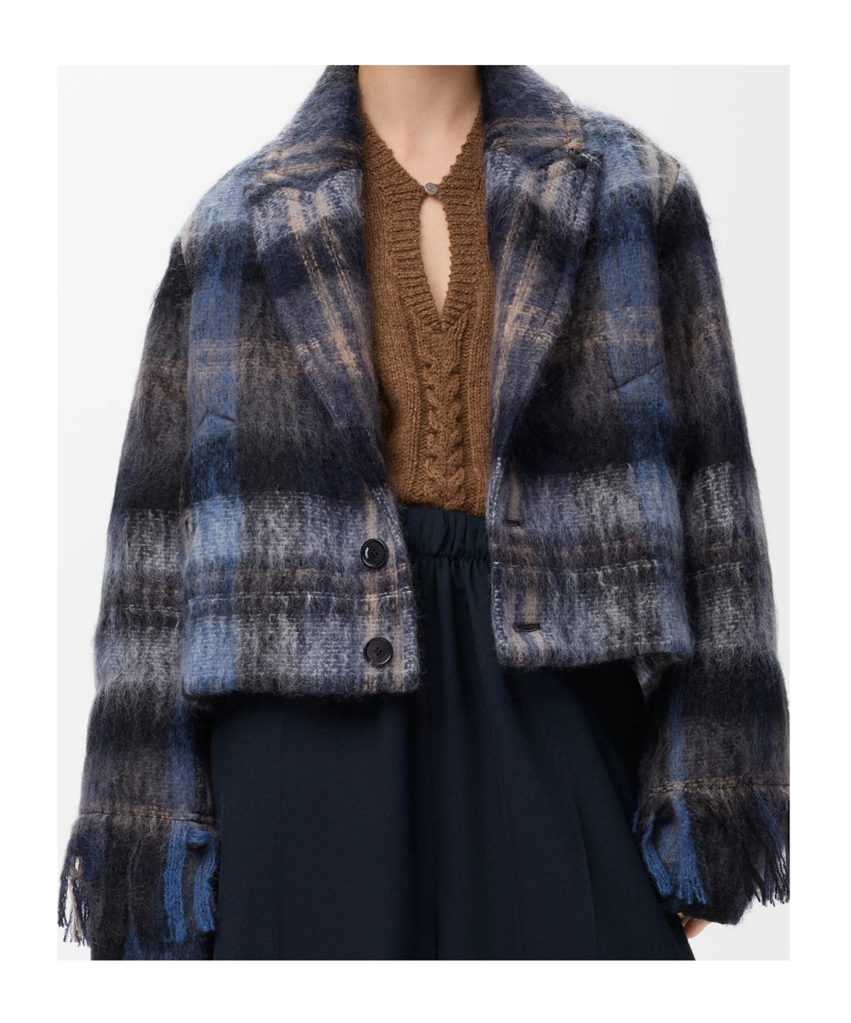 Loewe Mohair-wool Scarf-detail Check Coat In Multi