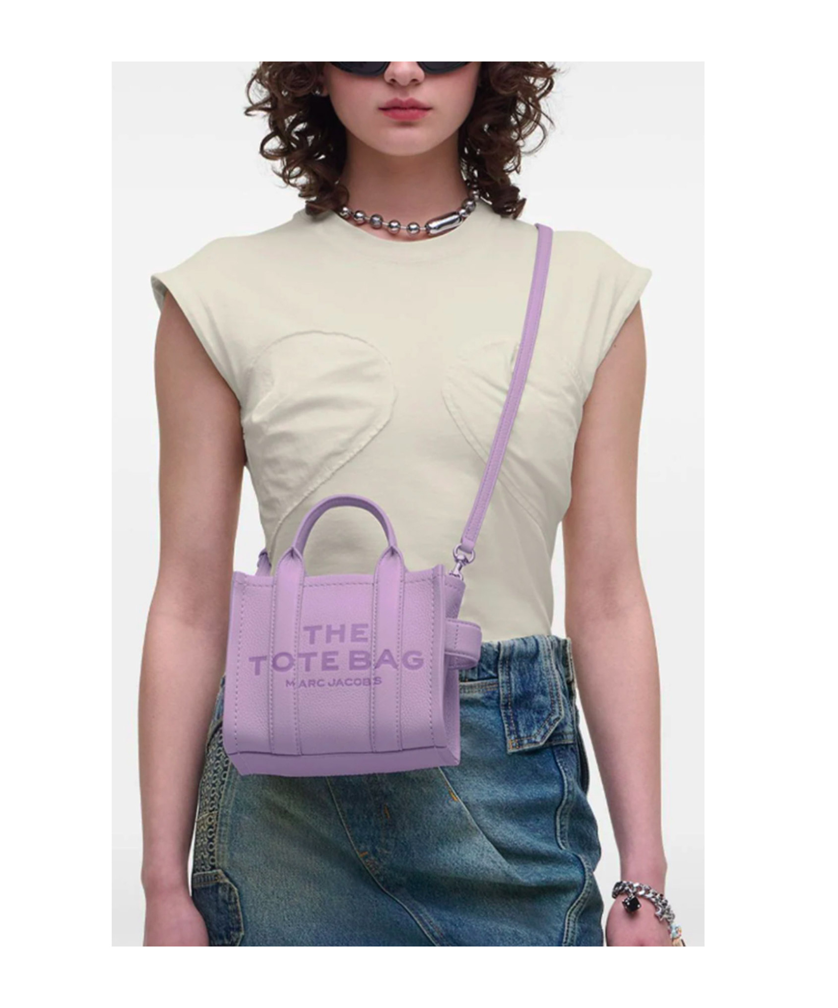 Marc Jacobs The Leather Mini Tote Bag In Purple