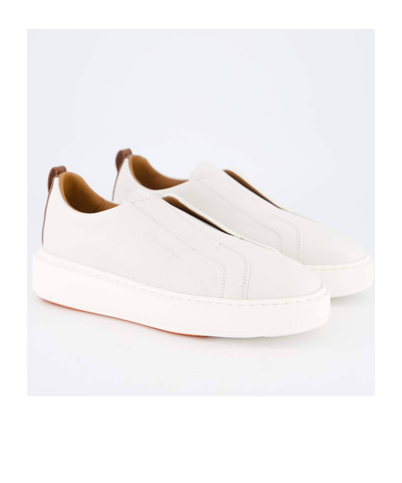 Santoni Leather Low-top Sneakers In White