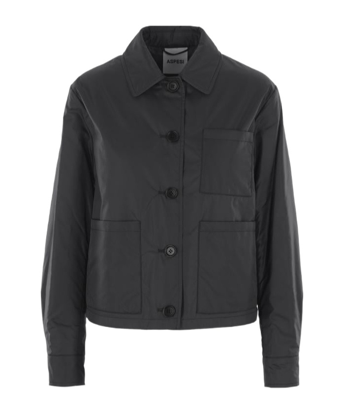 Aspesi Button-fastening Patch-pocket Jacket In Black