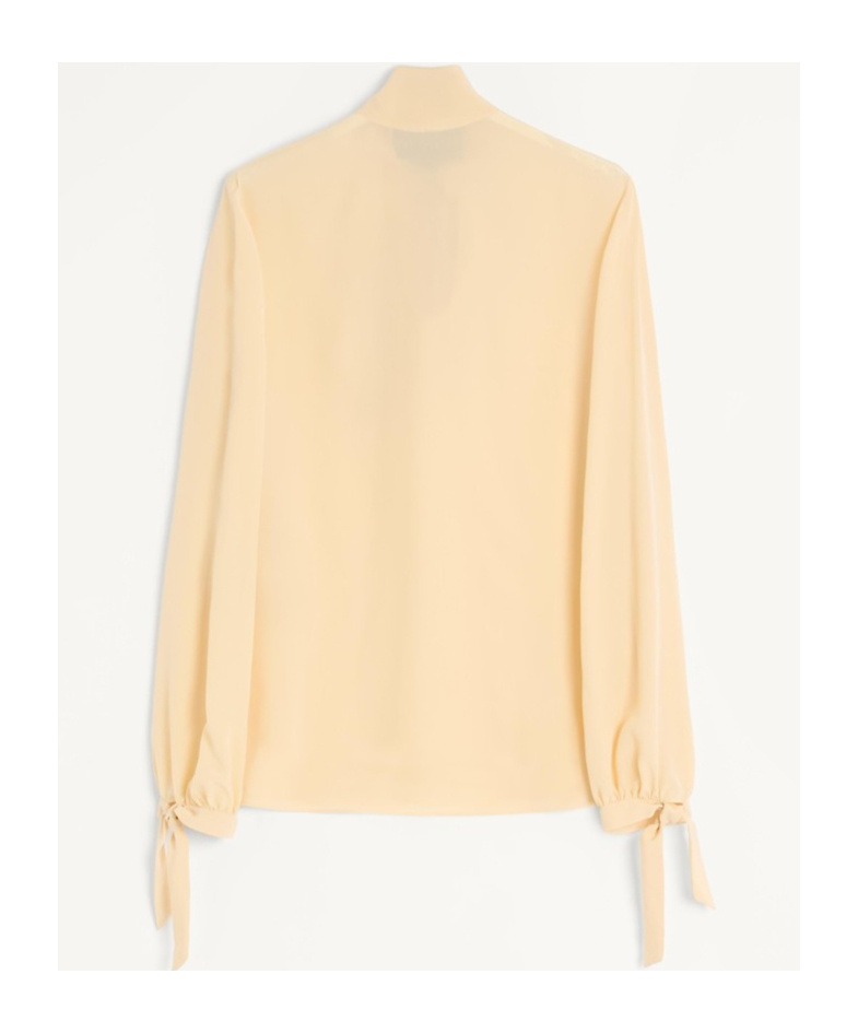 Valentino Light Yellow Crepe De Chine Top In Birch