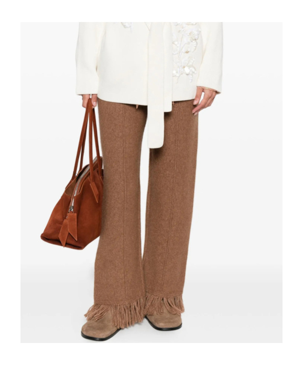 Alanui Fringed Knitted Trousers In Brown