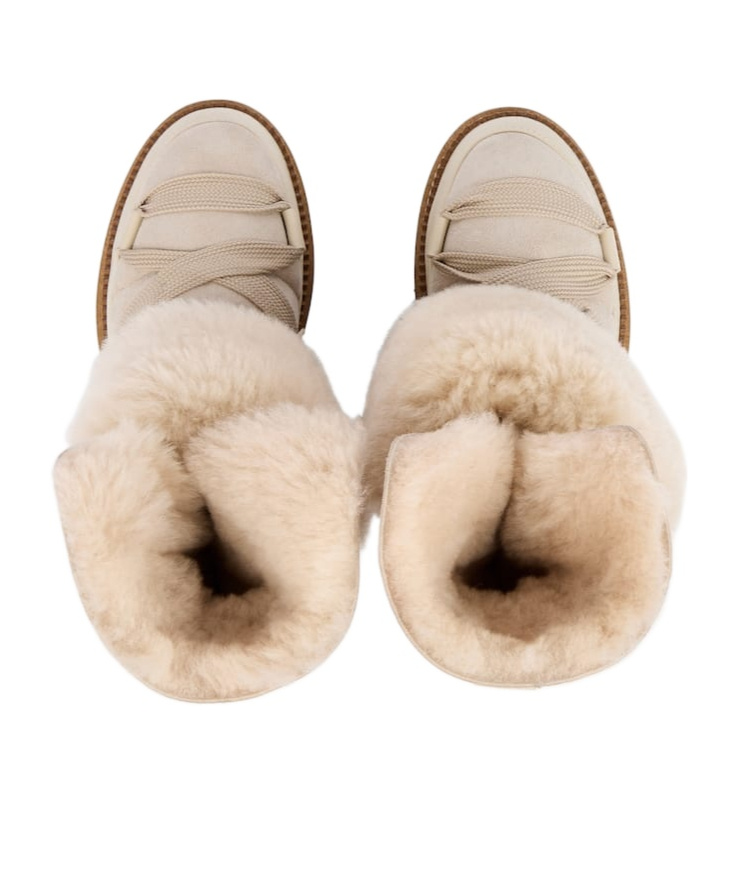 Hogan Beige Sheepskin Ankle Boot In Nude