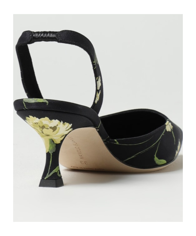 Manolo Blahnik 50mm Carolyne Floral Slingback Pumps In Black