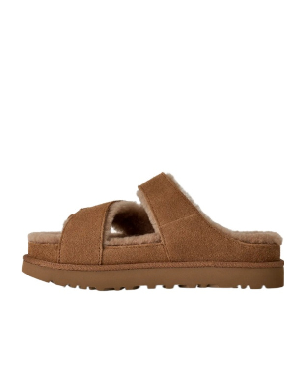Ugg Chestnut Suede Greenport Cross Strap Sandals In Brown