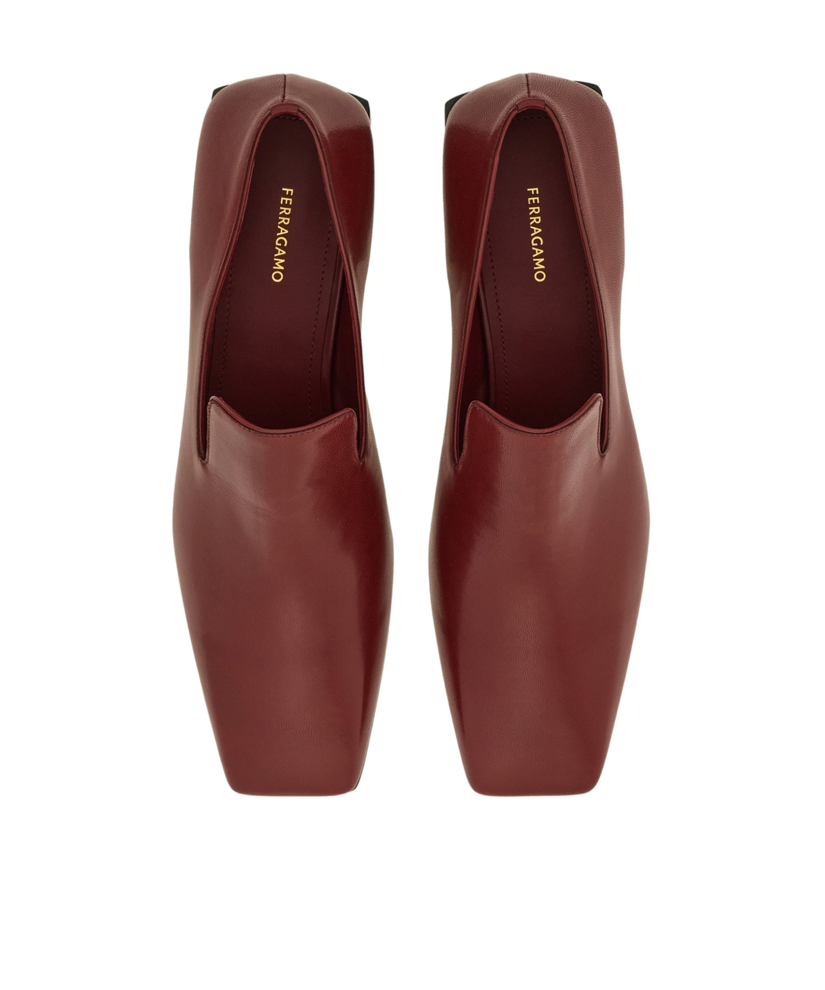 Ferragamo Square Head Loafer Shoes In Red