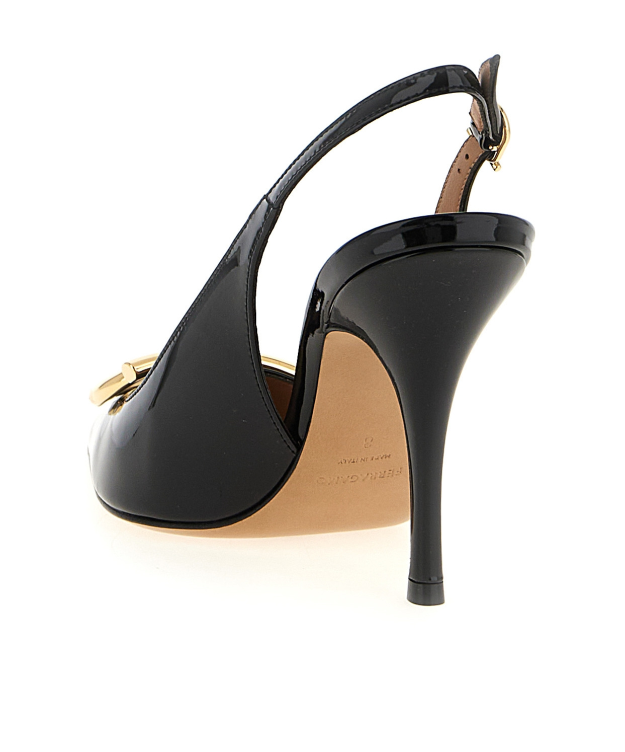Ferragamo Sara Patent Leather Slingback Pumps In Black