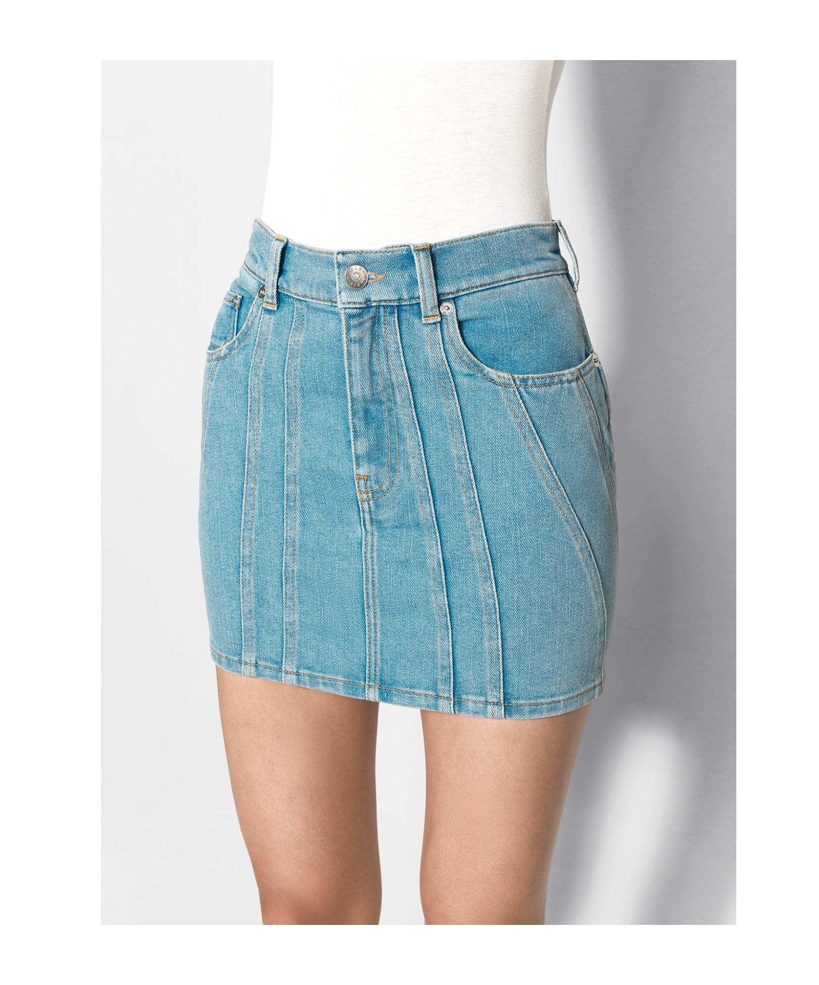 Mugler Spiral-detail Mini Skirt In Blue