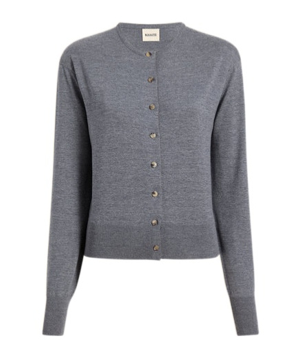 Khaite Jackie Wool-blend Cardigan In Gray