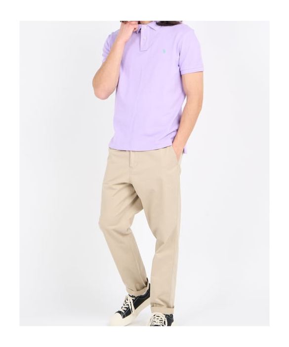 Polo Ralph Lauren Man Polo Shirt Lilac Size Xxl Cotton In Purple