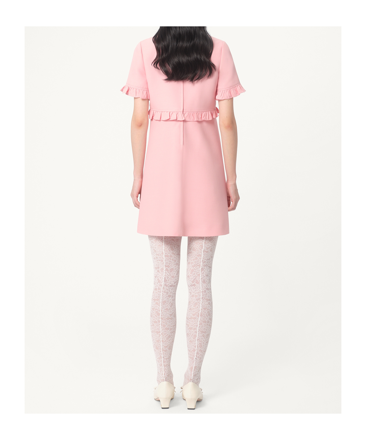 Valentino Ruffle Button Short-sleeve Mini Dress In Pink