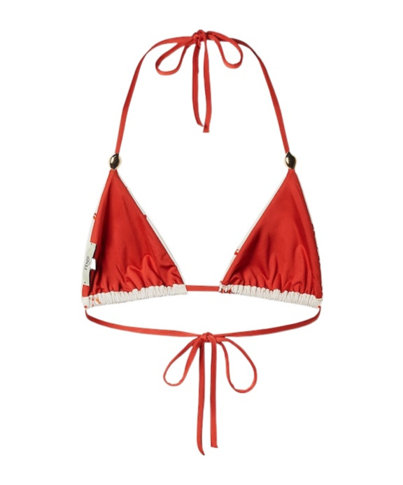 Fendi White Lycra Bikini Top With Coral Print