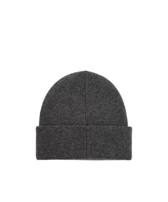 Fear Of God Logo Patch Ribbed Knit Beanie In Black