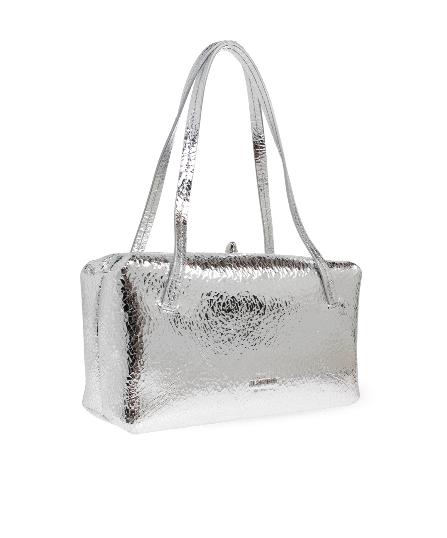 Jil Sander Textured Leather Shoulder Bag In Silver