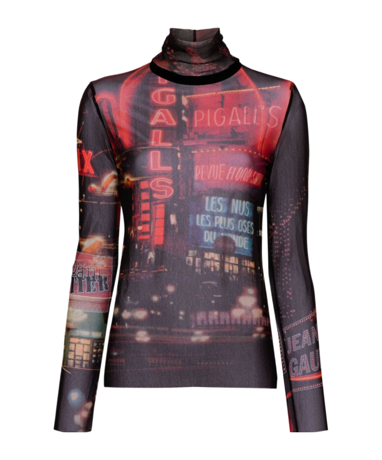 Jean Paul Gaultier Pigalle-print Mesh T-shirt In Black