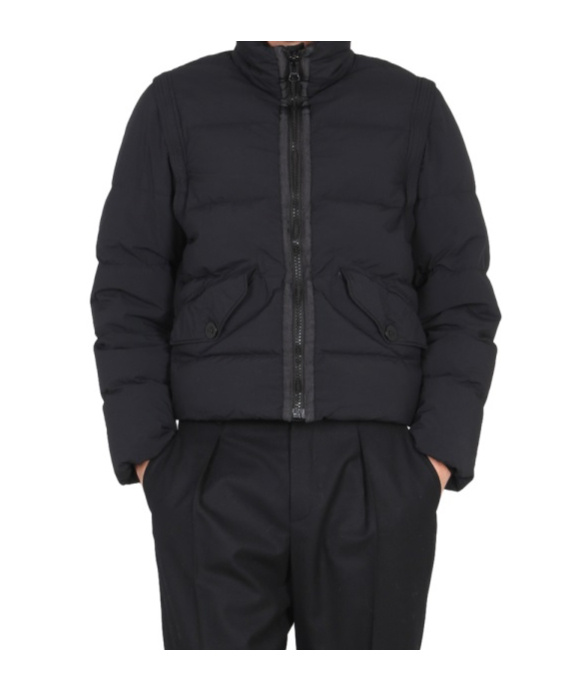 Ten C High-neck Zipped Padded Jacket In Black