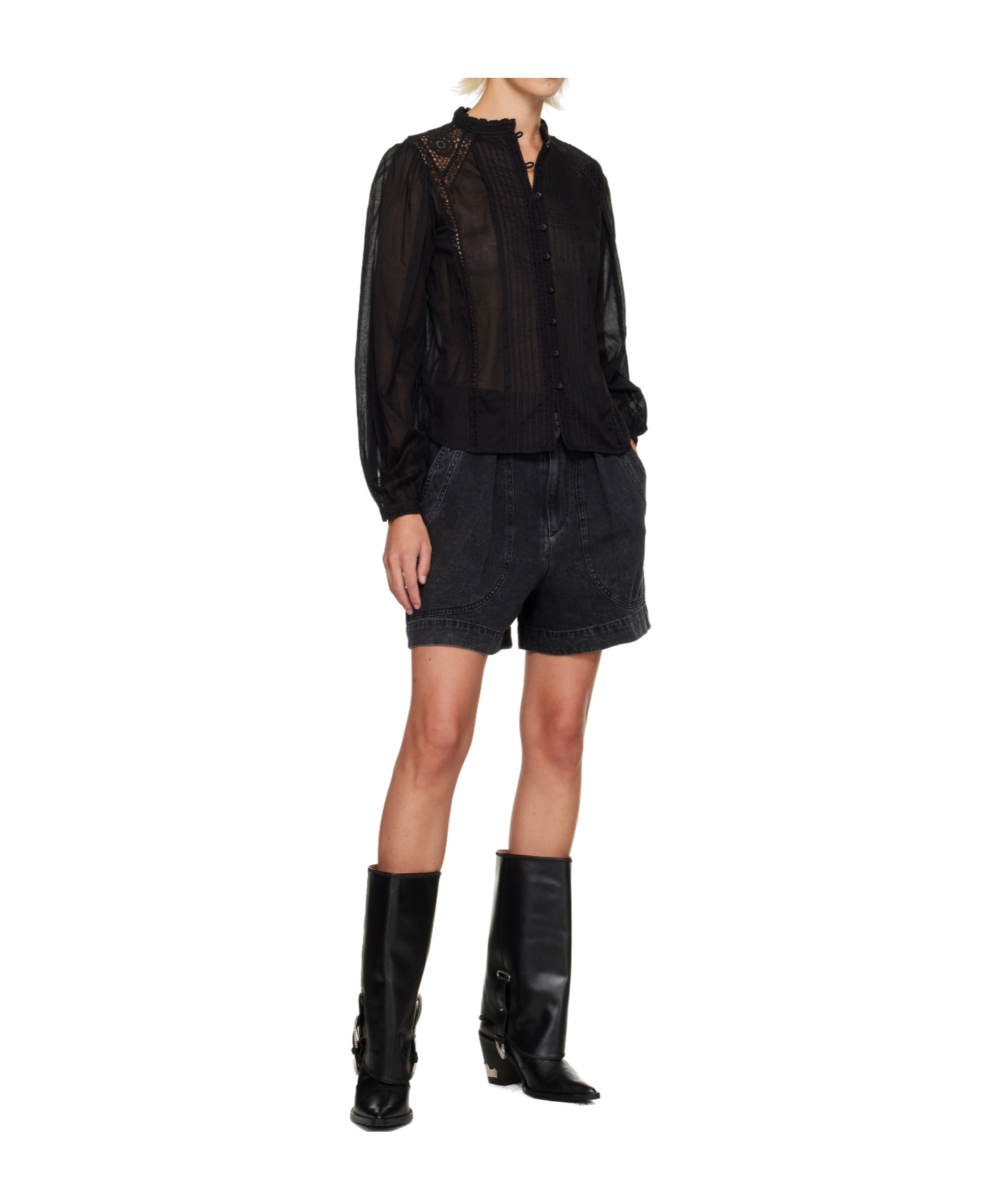 Isabel Marant Étoile Black Noemia Denim Shorts In Black