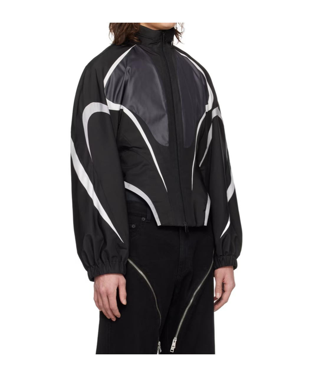 Mugler Reflective Panel Casual Jacket In Black