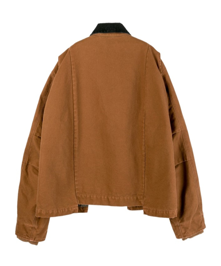 Sacai X Carhartt Zip-up Contrast-collar Jacket In Brown