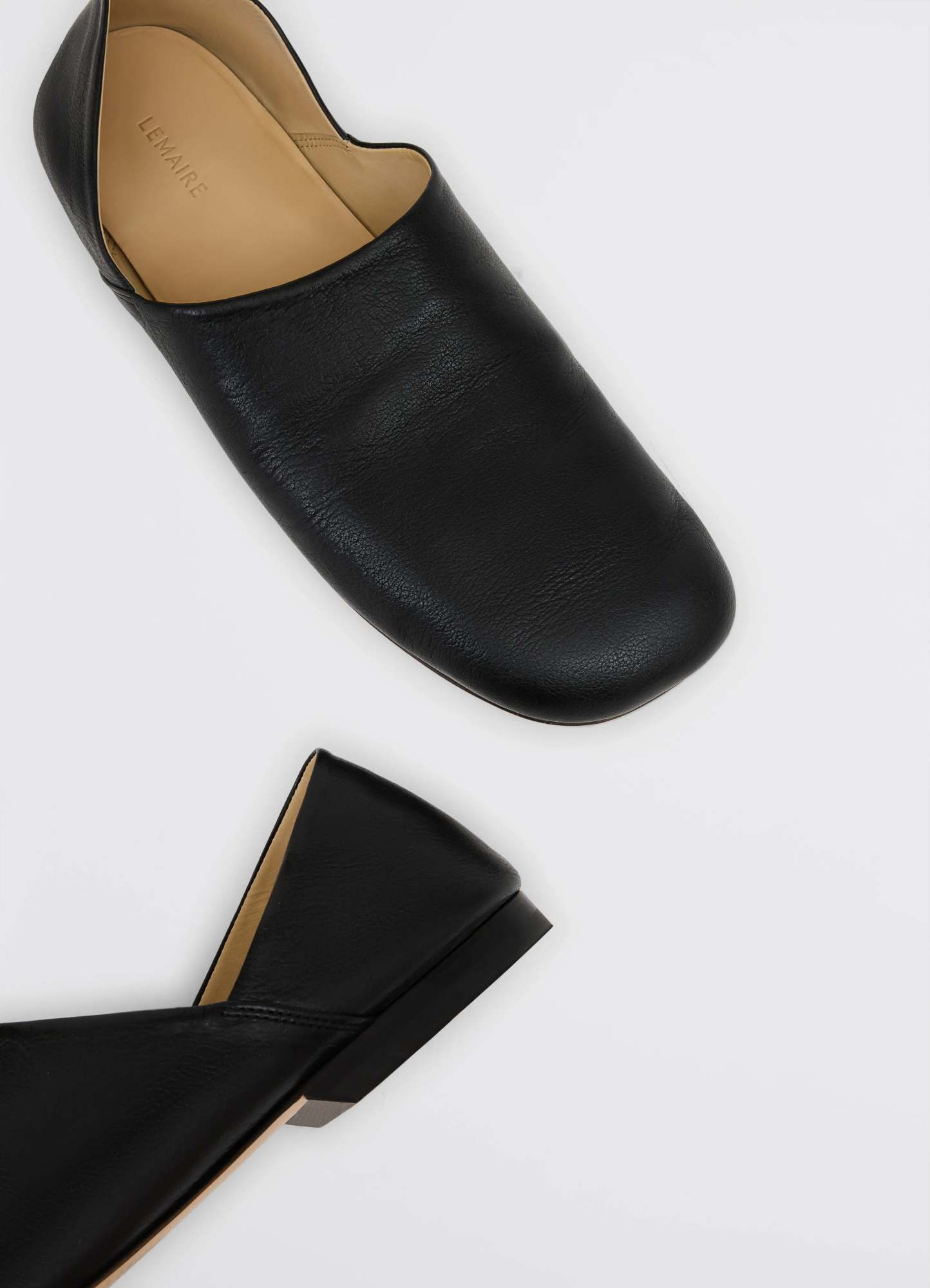 Lemaire Folding-heel Leather Slippers In Black