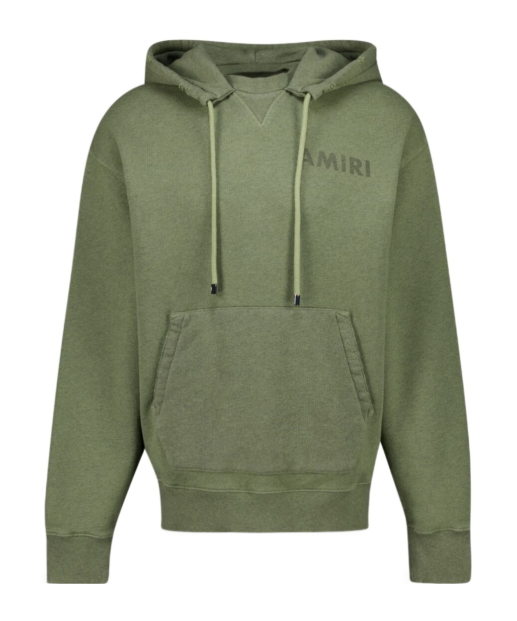 Amiri Logo-detail Frayed-hem Hoodie In Green