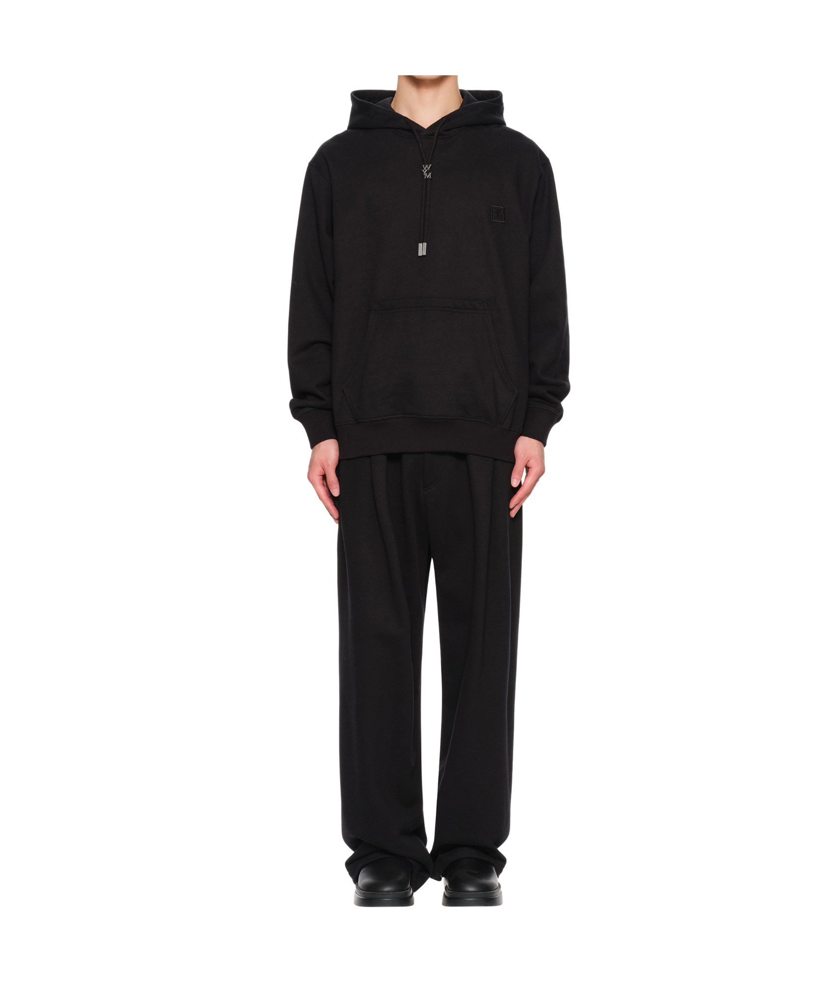 Wooyoungmi Classic Black Hoodie With Signature Logo Accents In Black
