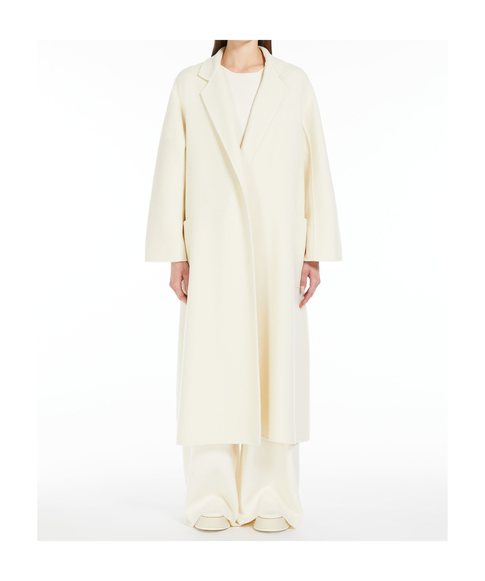 Max Mara White Alpaca Fragore Orsetto Biver Coat In White