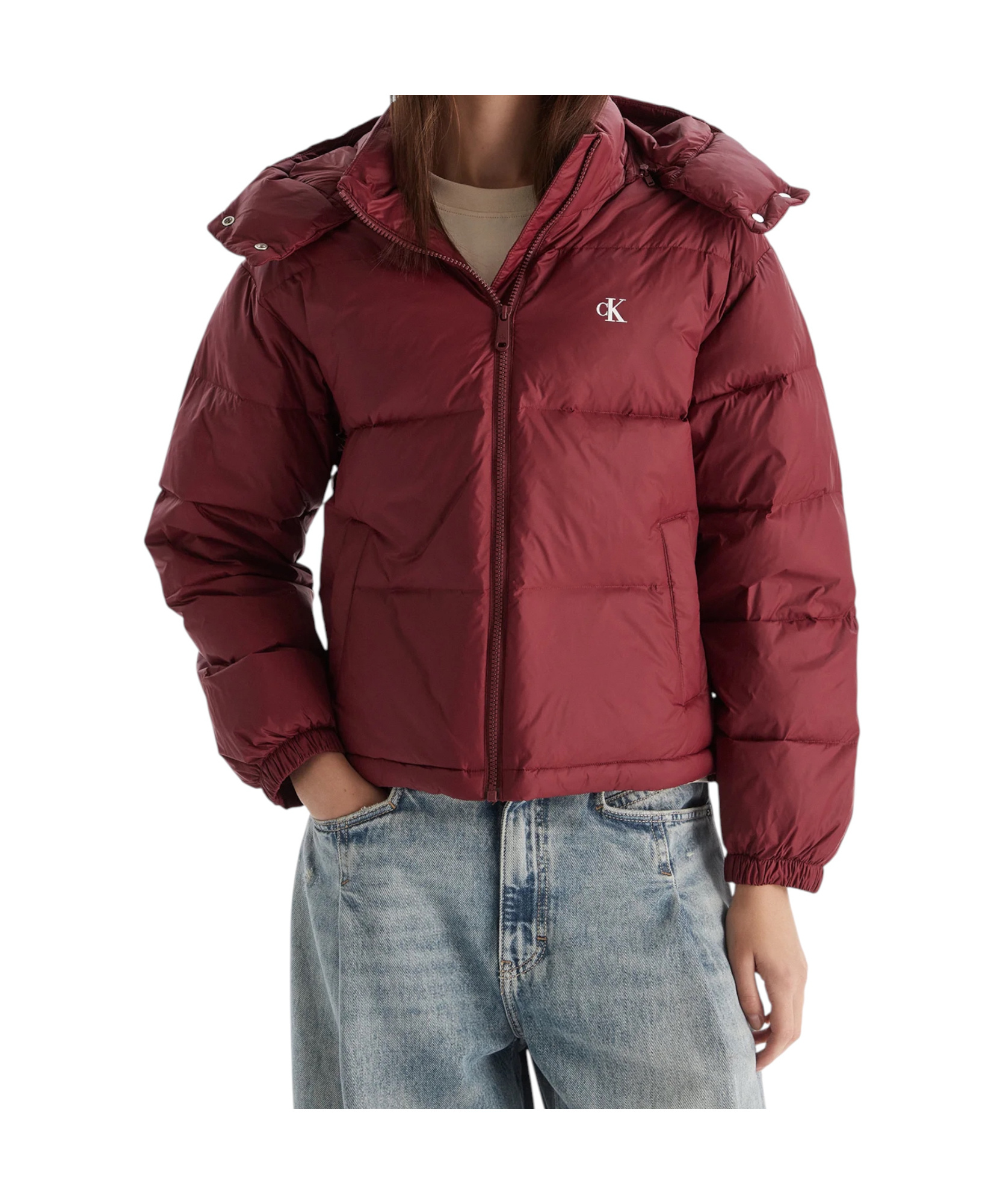Calvin Klein Jeans Est.1978 Long-sleeved Down Jacket In Brown