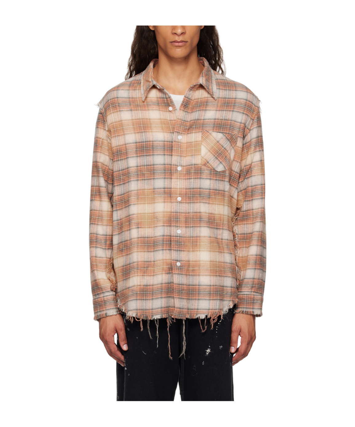 R13 Shredded Seam Shirt In Nude