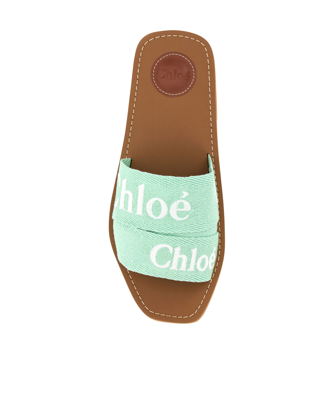 Chloé Chloe Woody Canvas Sandal In Mint Green