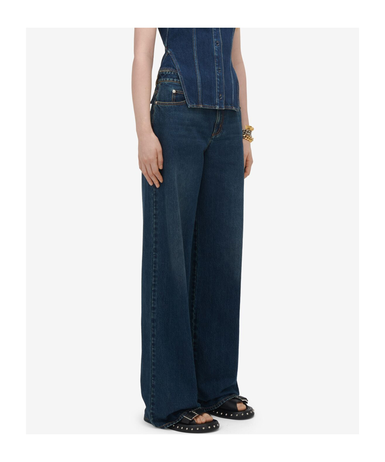 Alexander Mcqueen Wide-leg Jeans In Black
