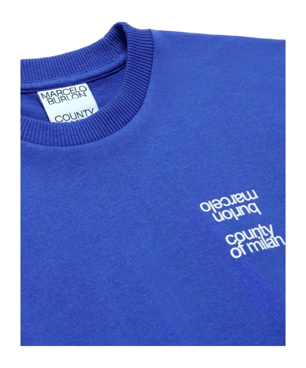 Marcelo Burlon County Of Milan Mbcm Panther Regular T-shirt Blue White In Blue