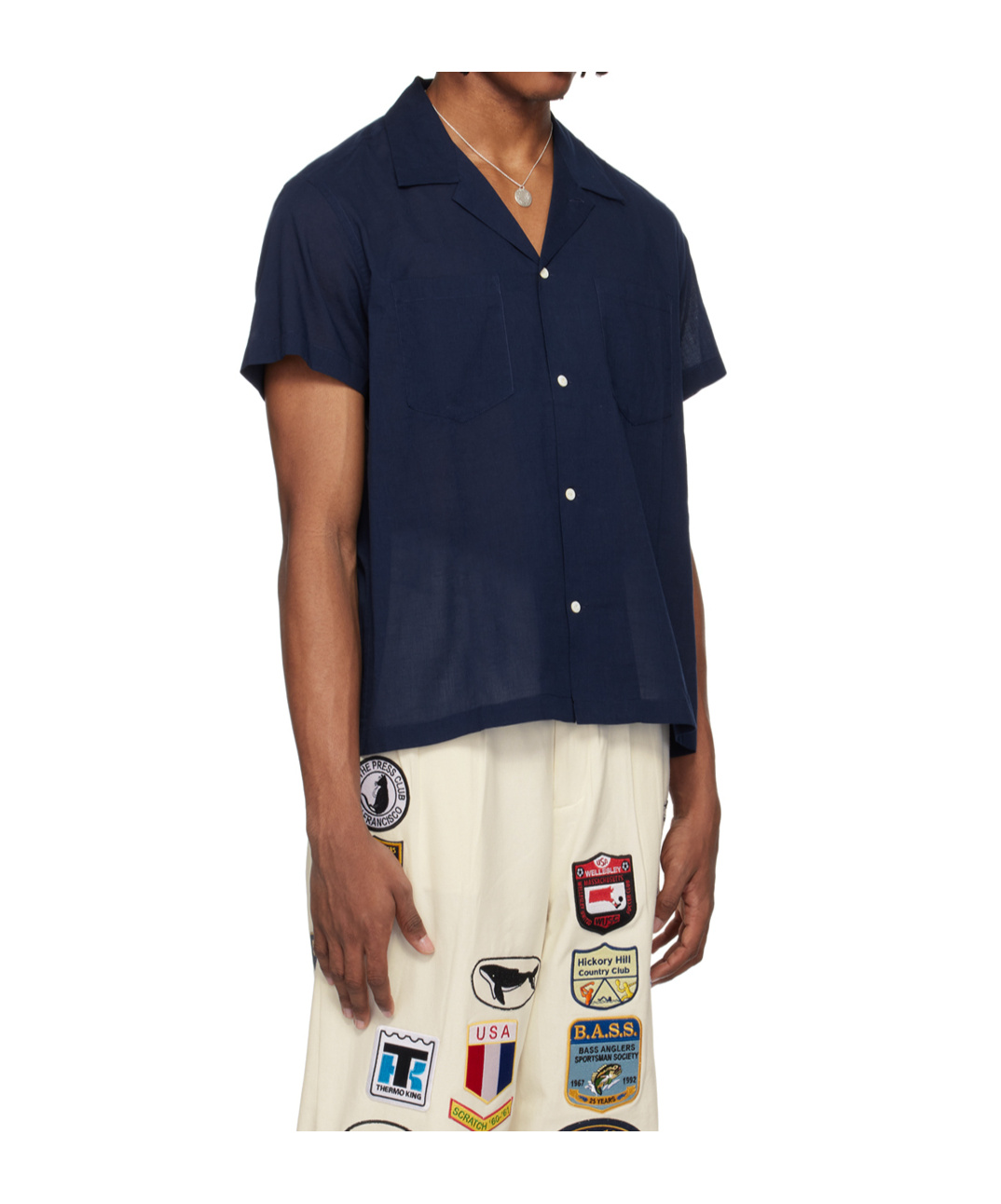 Bode Short-sleeved Shirt In Navy Blue