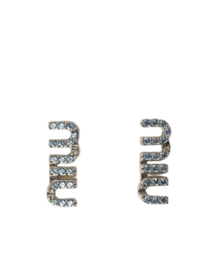 Miu Miu Logo Earrings In Gray