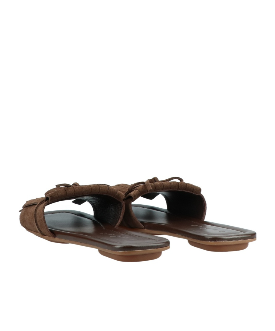 Hogan Fringe Detail Suede Sandals With Square Toe In Brown