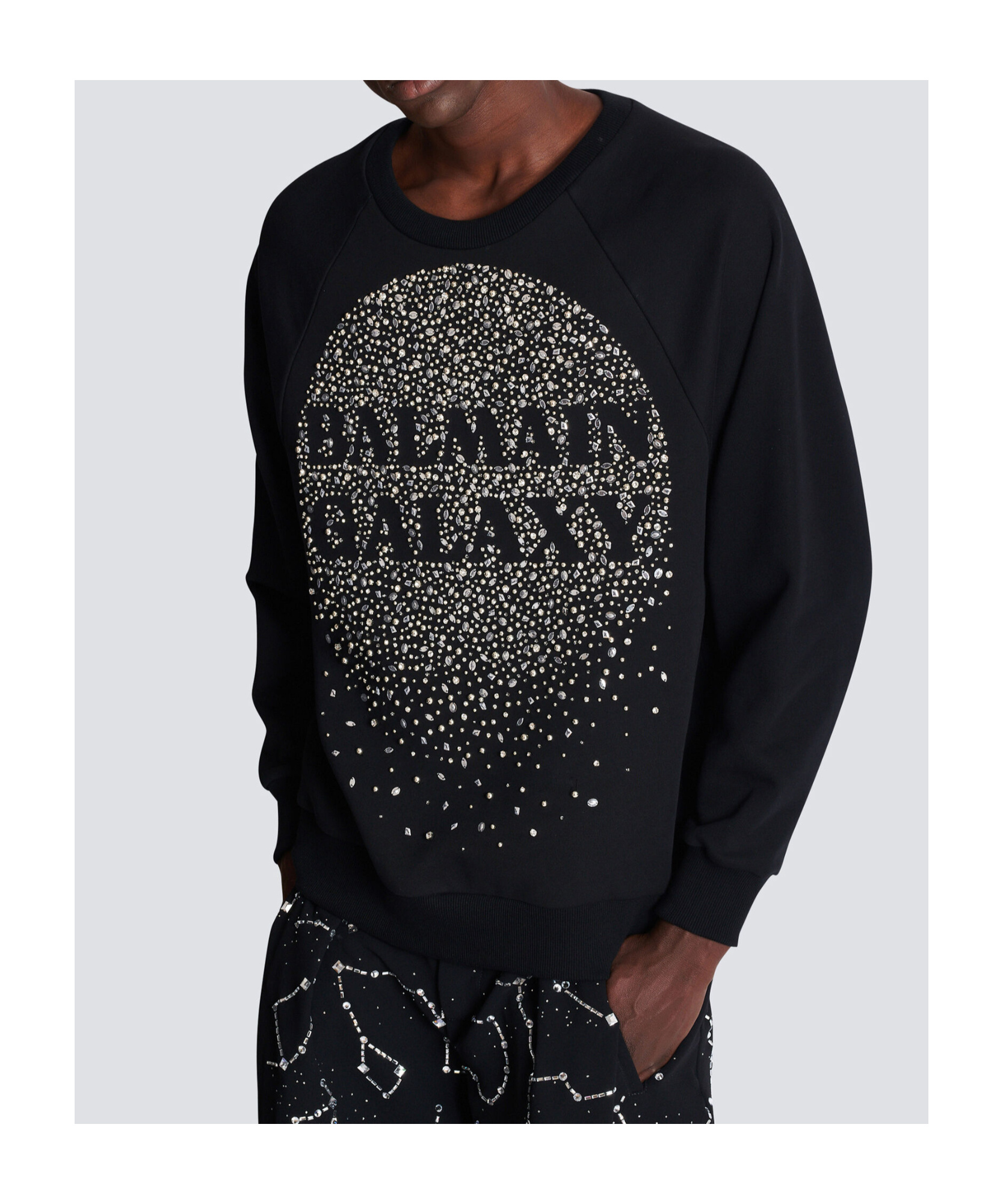 Shop Balmain Galaxy Embroidered Sweatshirt In Black