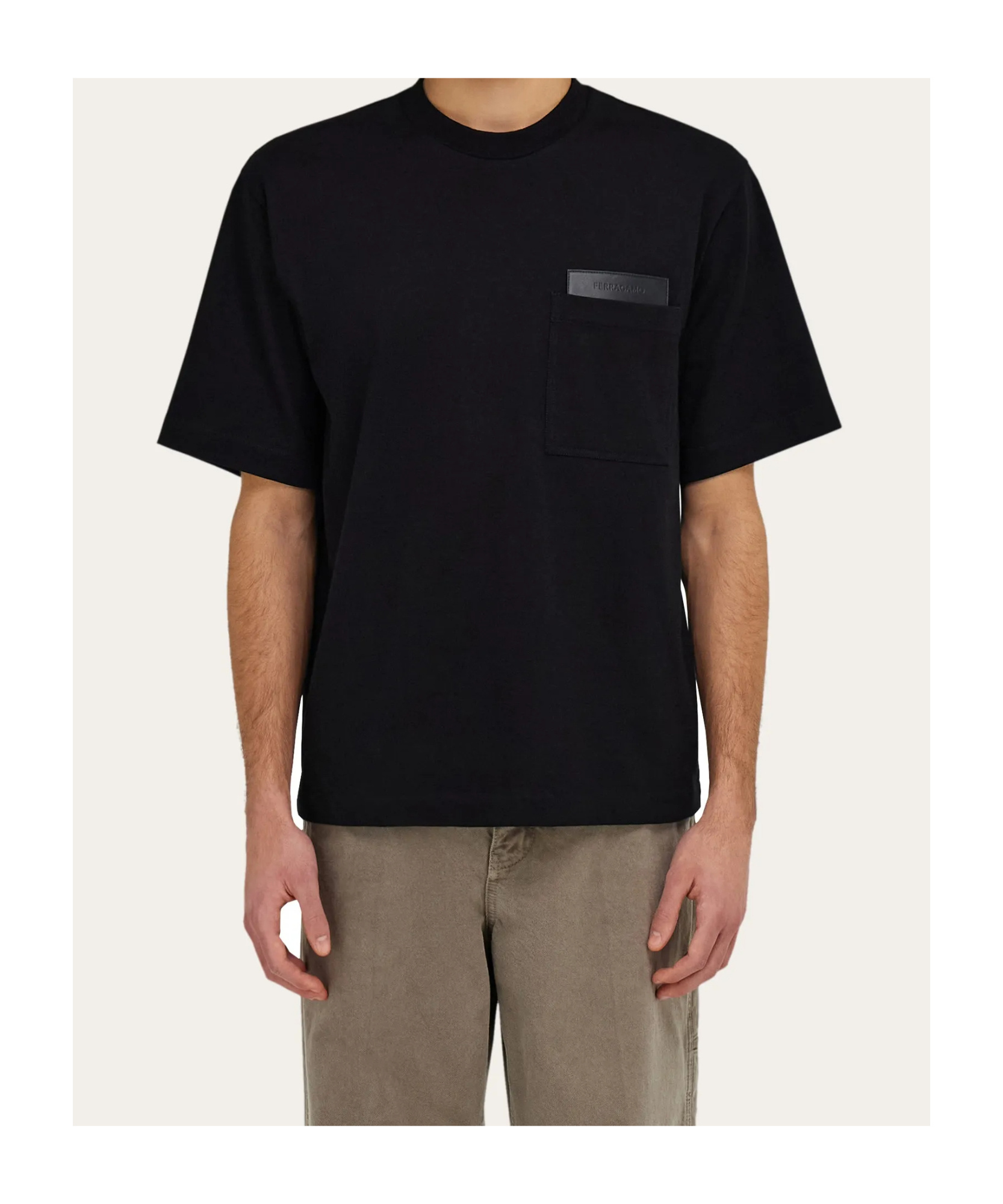 Ferragamo T-shirt With Pocket In Black