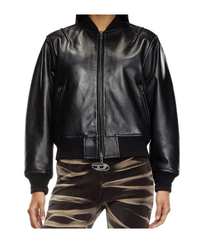 Diesel L-ilan Leather Jacket In Black