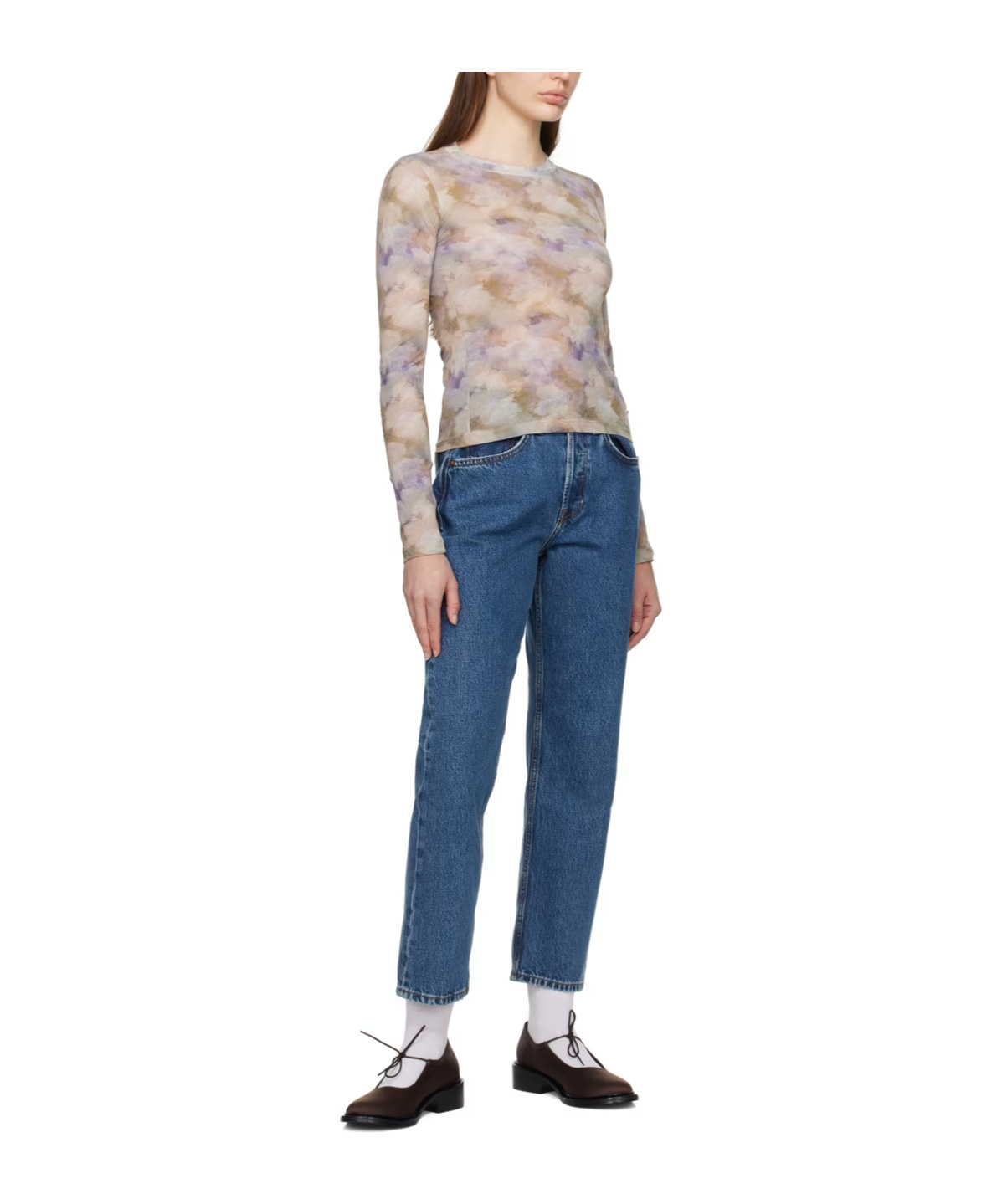 Re/done 70s High Rise Stove Pipe Straight-leg Jeans In Blue
