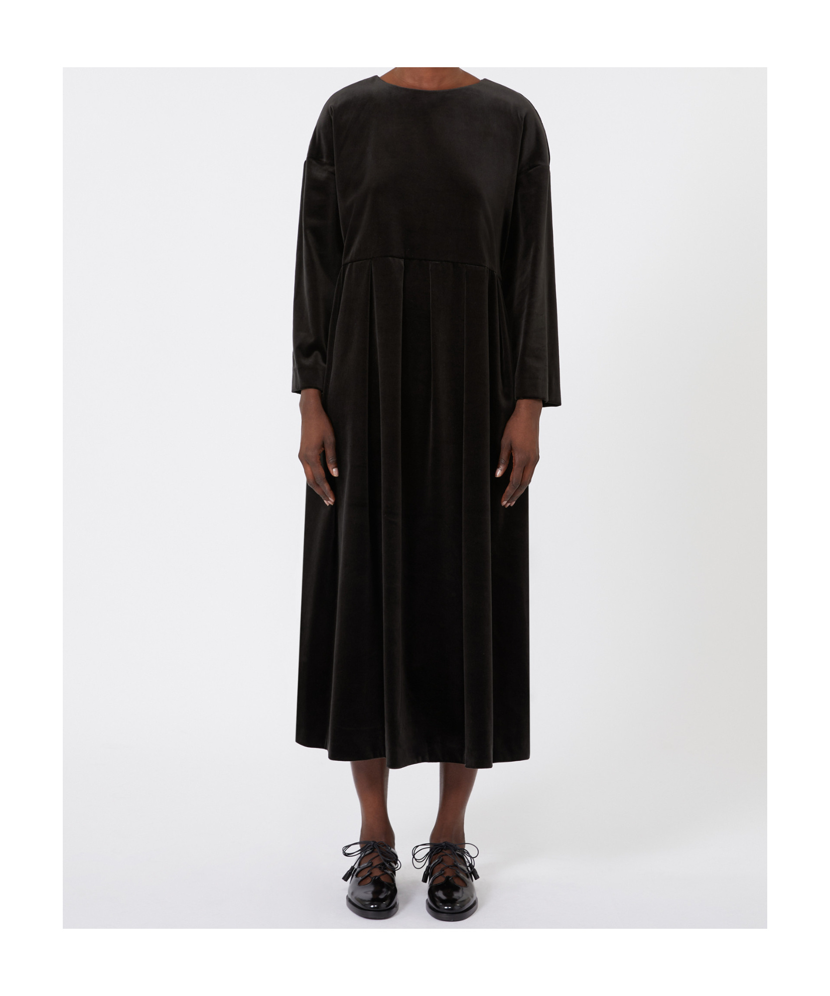 Max Mara Cotton Velvet Dress In Green